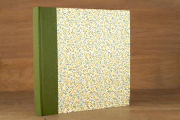 Preview: Fotoalbum Blütenmotiv, "Gigi", blau - gelbes Fotoalbum